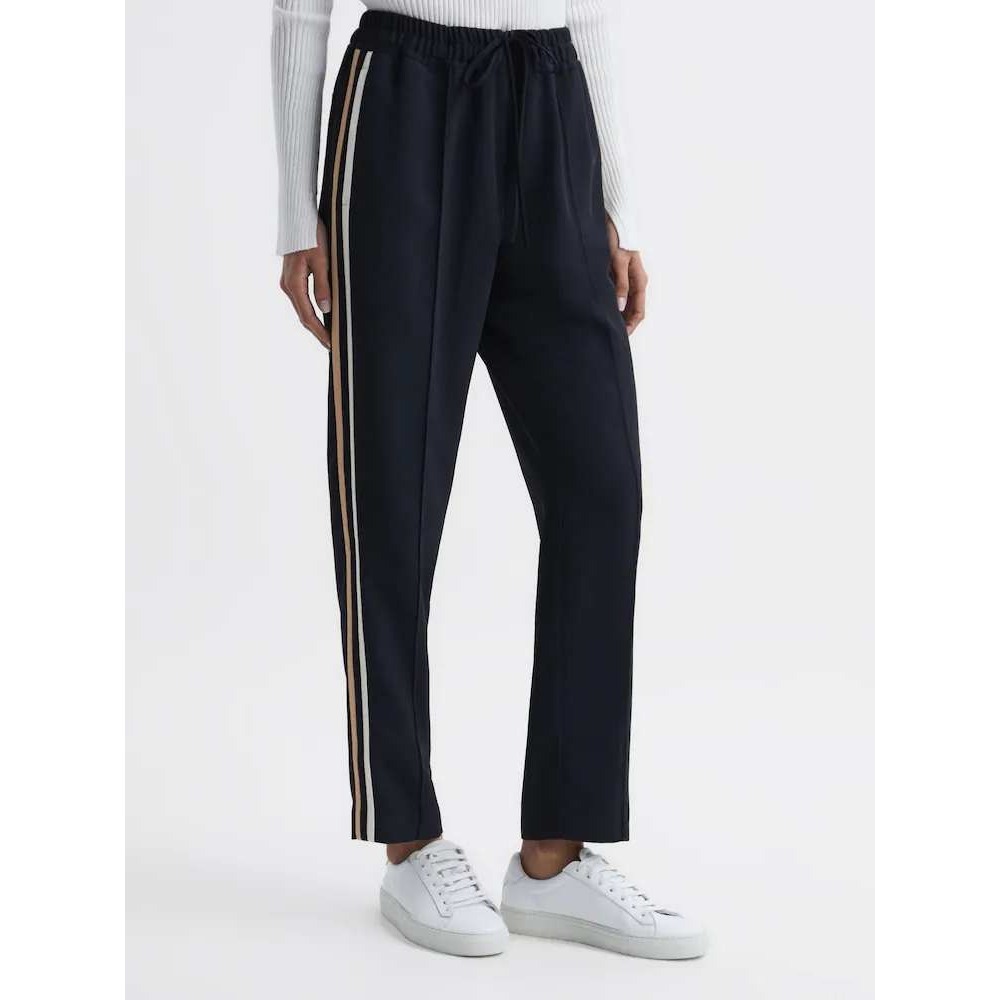 REISS Navy Odell Pull On‎ Tapered Leg Pants Trouser Elastic Waist Size 2